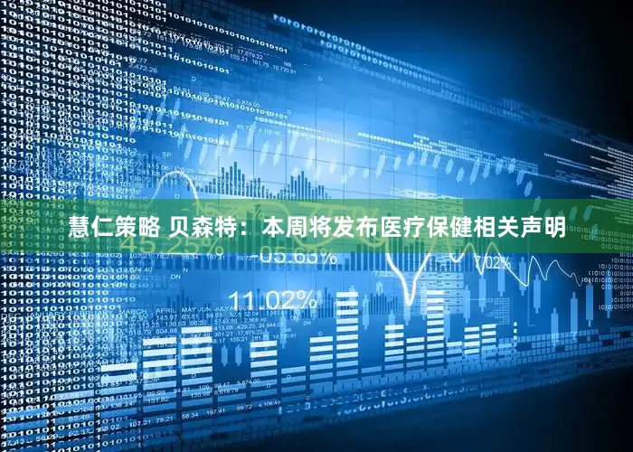 慧仁策略 贝森特：本周将发布医疗保健相关声明